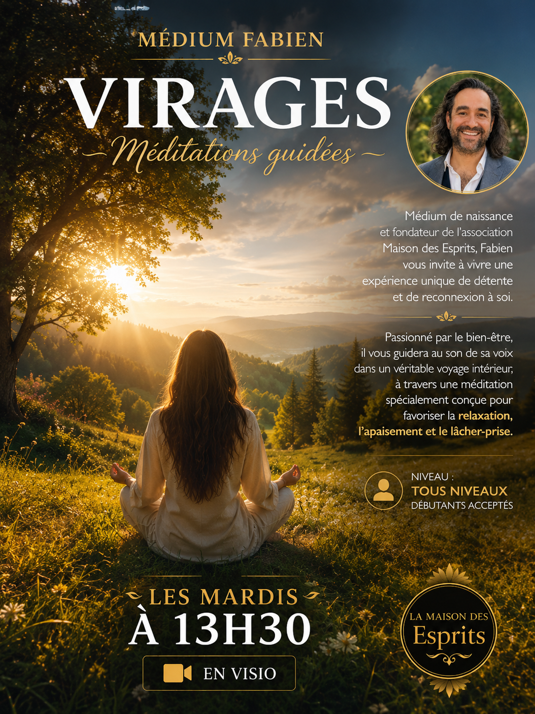 Affiche de Méditation guidée par Fabien le mardi 15 à 13h30